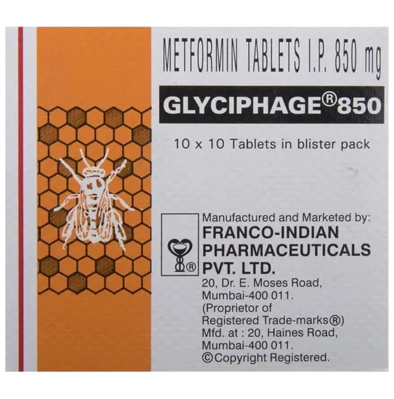 glyciphage 850mg tablet 10's
